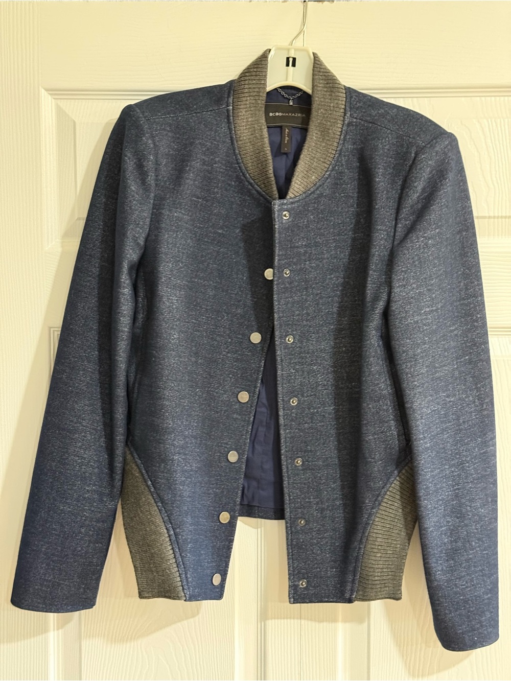 BCBGMaxAzria Navy and Gray Men's Bomber Jacket